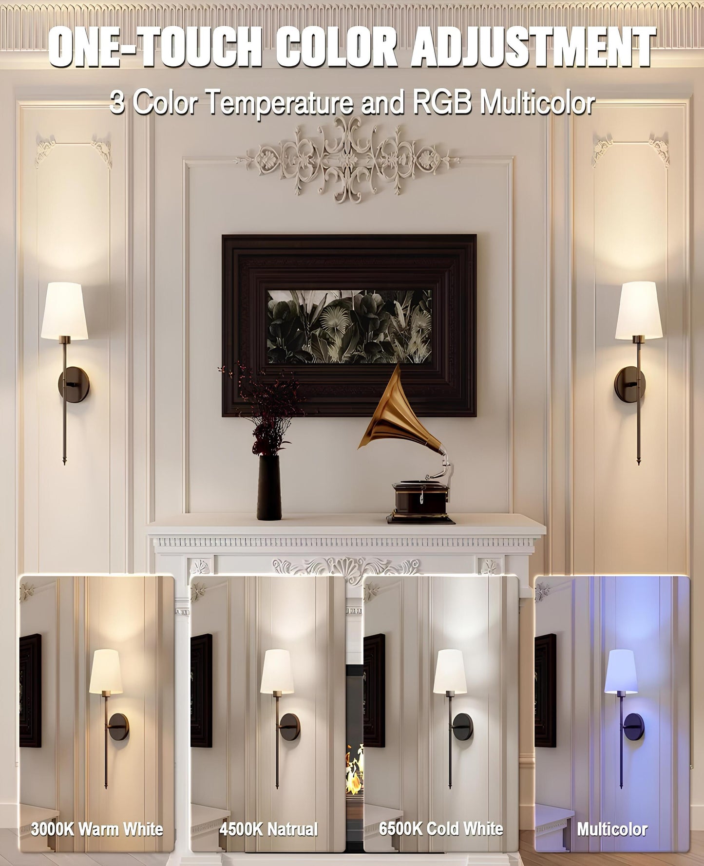 Vantari •Rechargeable  •Battery-Operated Wall Sconce(5000mah)