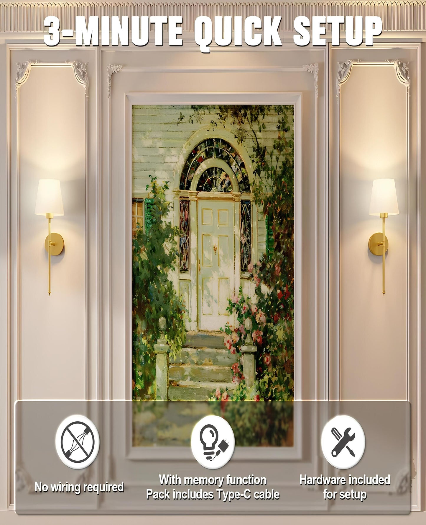 Vantari •Rechargeable  •Battery-Operated Wall Sconce(5000mah)