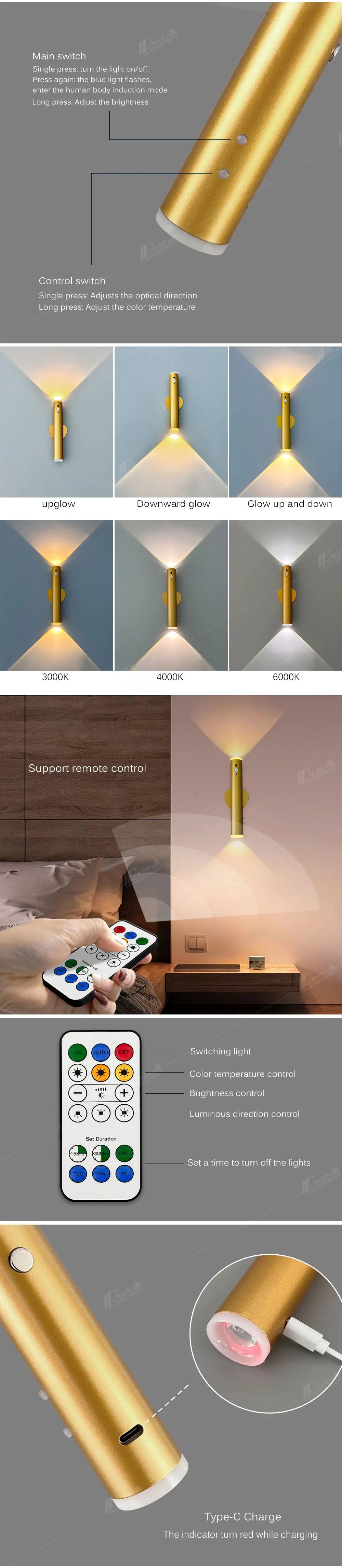 Human Body Sensor Rechargeable Magnetic Wall Lamps New USB Rechargeable Wall Lamp On Battery Wireless Wall Lamps